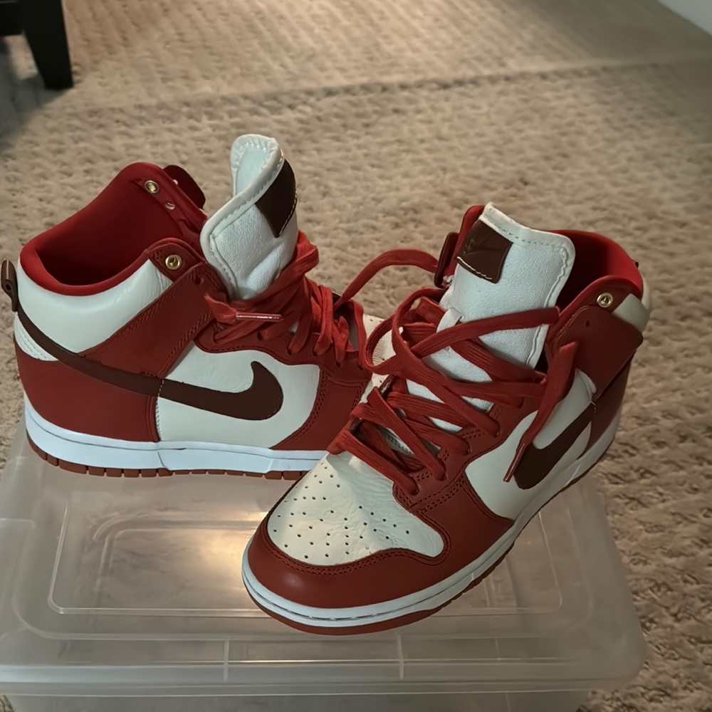 Nike deep Orange and off white with brown Women's Sneakers